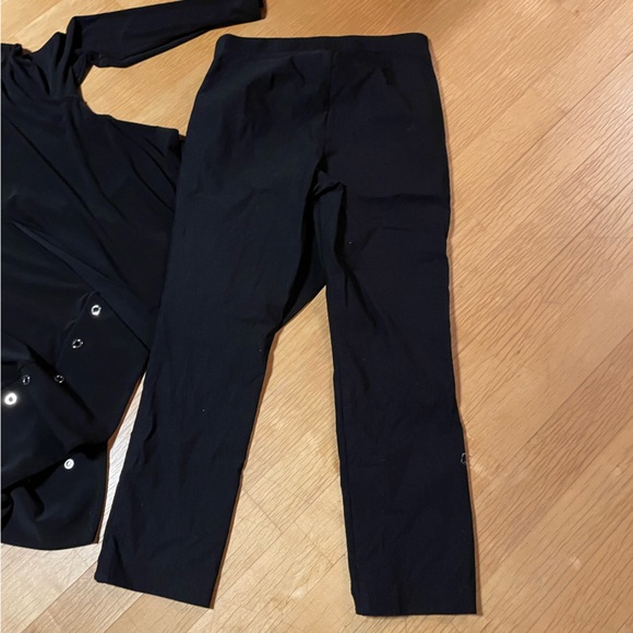 Black Cropped Pants with Silver Grommet Details - Picture 3 of 4